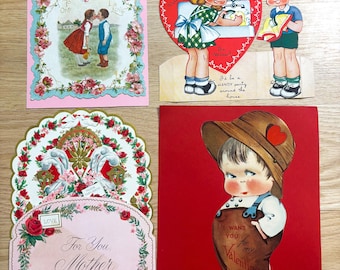 Vintage Valentine Cards Lot | 1930s-50s Paper Ephemera