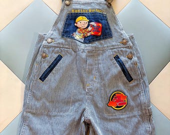 Rare Vintage Bob the Builder Overalls Size 5T | Y2K Railroad Stripe Denim Shortalls
