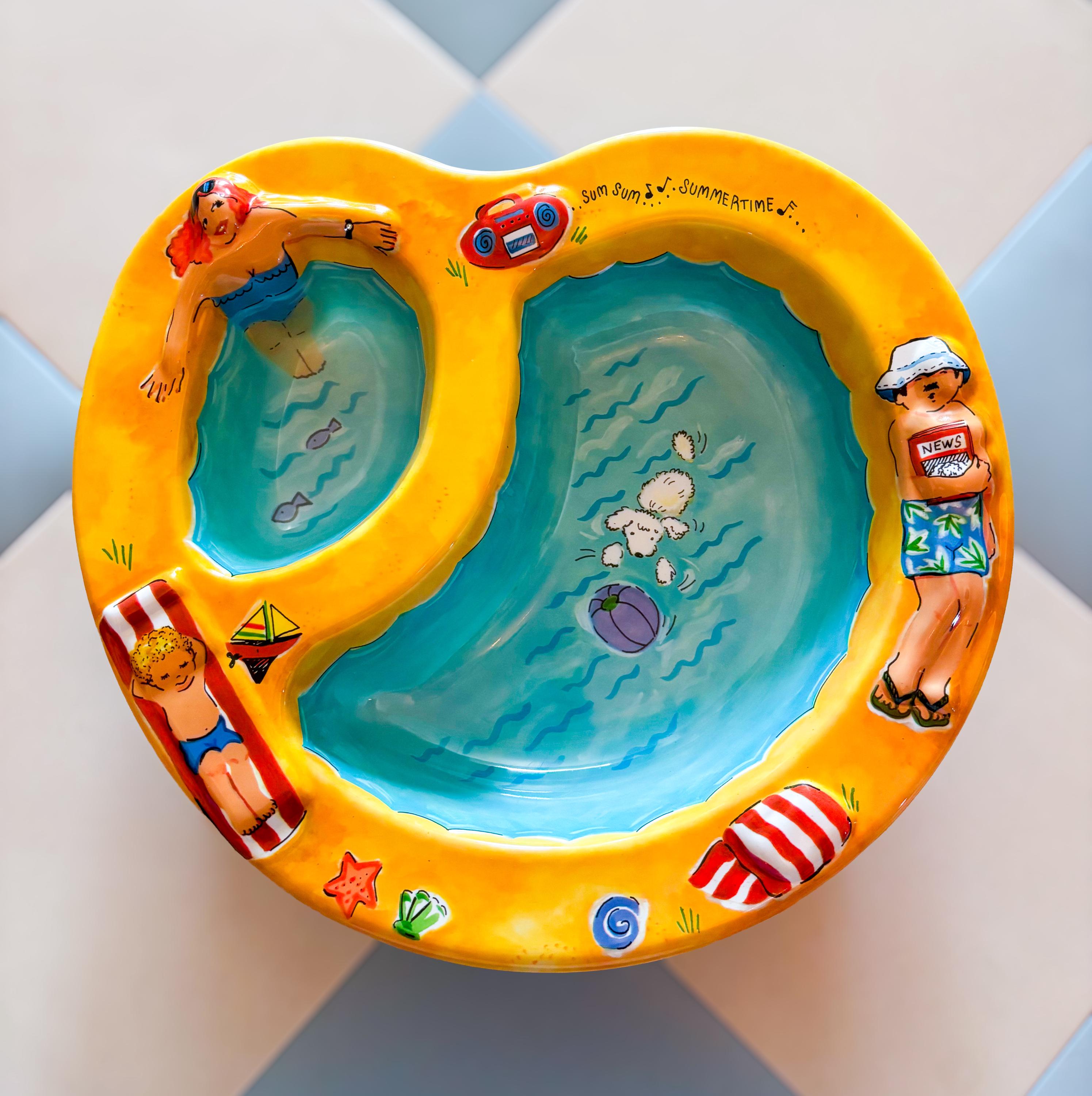 Vintage Ullman Beach Chip & Dip Tray Retro 90s Pool Party Serving Platter