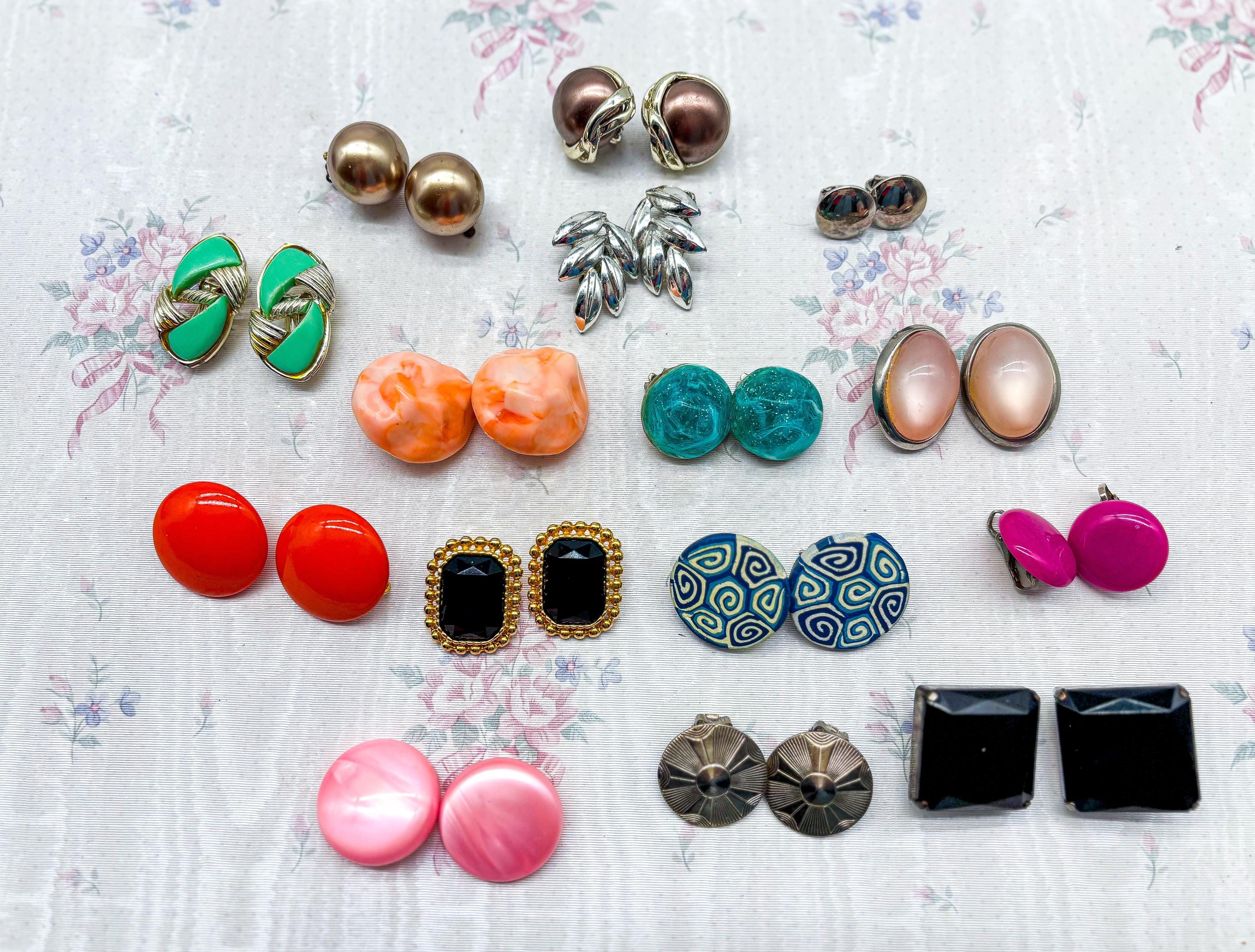 Orecchini Clip On Vintage – Goccia Nera Finto Onice E Cristallo, Argento Anticato