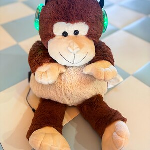 iFlops Monkey Plush with Light Up Color Changing Headphones | Y2K Stuffed Animal | Interactive Music Monkey | Retro Novelty Toy