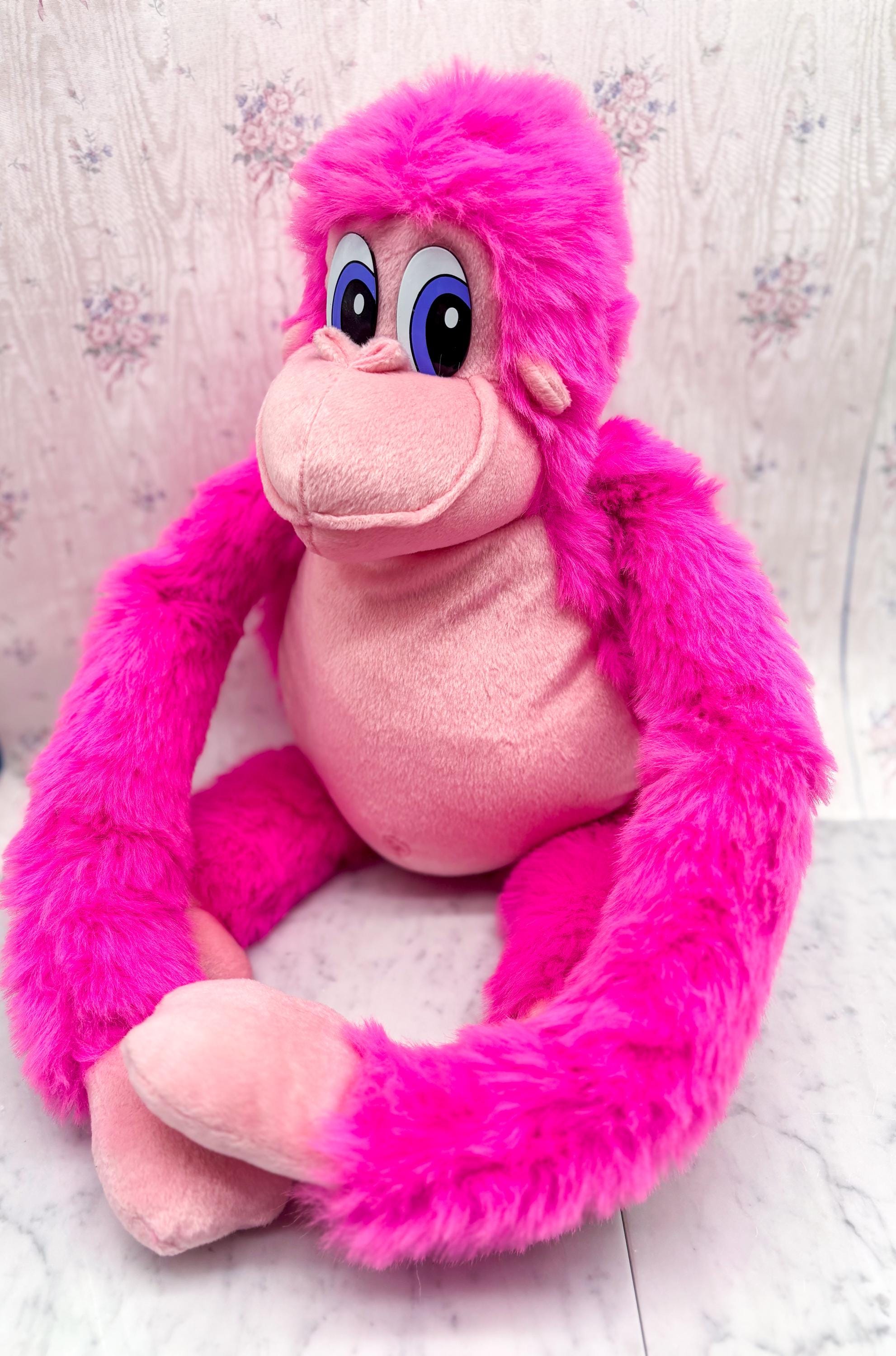 Y2K Toy Factory Pink Monkey Plush, Long Arm Stuffed Animal - Etsy
