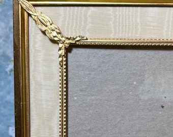 Vintage 12” Ornate Gold Tone Etched Metal Picture Photo Frame Well Made for 7x9 Picture Art Deco Hollywood Regency