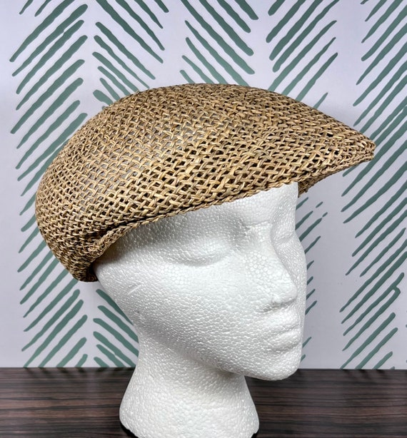Vintage Country Gentleman Woven Straw Newsboy Hat Cap Size 7 Etsy