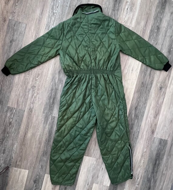 Vintage 60’s 70’s Green Quilted Nylon Coveralls B… - image 6