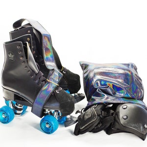 Leash and Gear Bag:  Holographic Black Roller Skaters' Gift Set