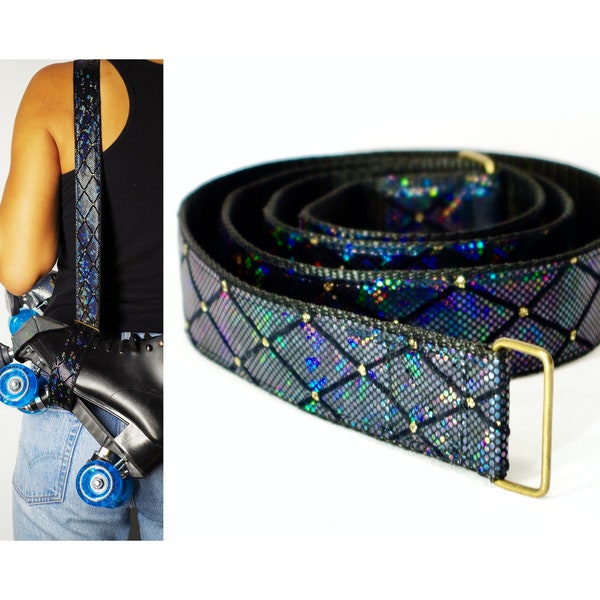 Skate Carry Strap Harlequin Iridescent Black Pearlescent Skate Leash