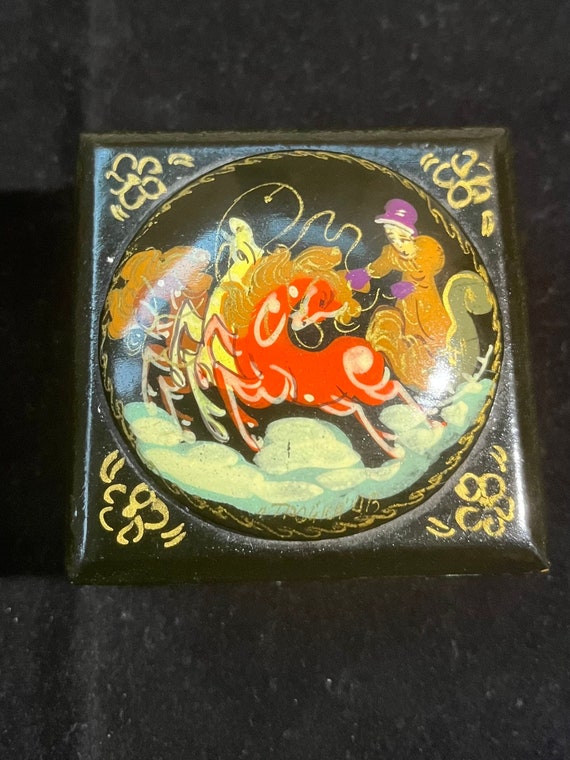 Lacquer Russian Folk Art Miniature Signed Box - image 1