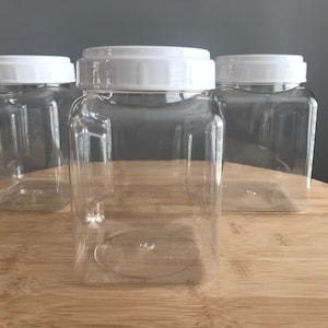 38oz Square Plastic Jar with Lid: Empty Canister