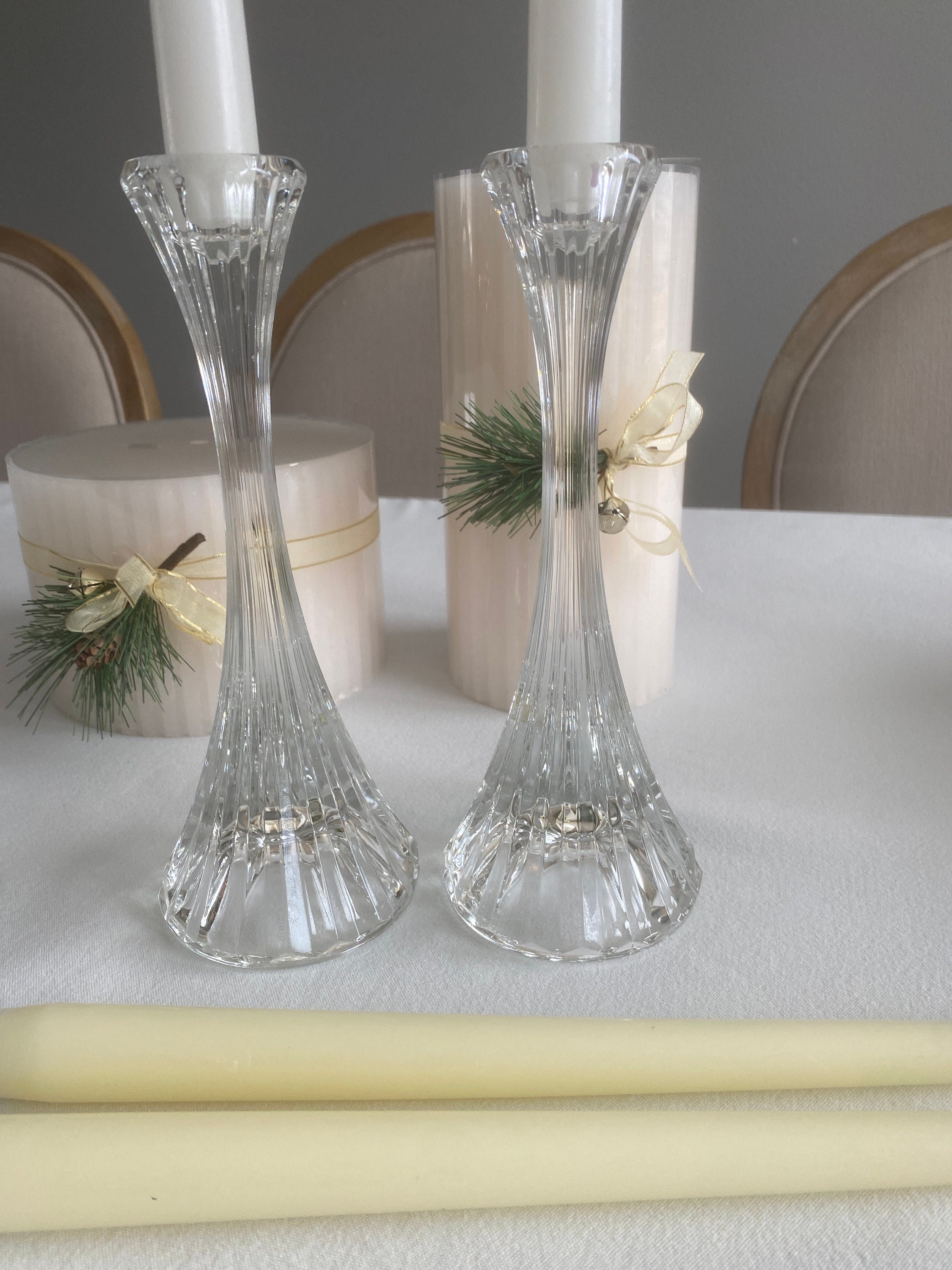 ヴィンテージ クリスタル キャンドルホルダー テーパーキャンドル