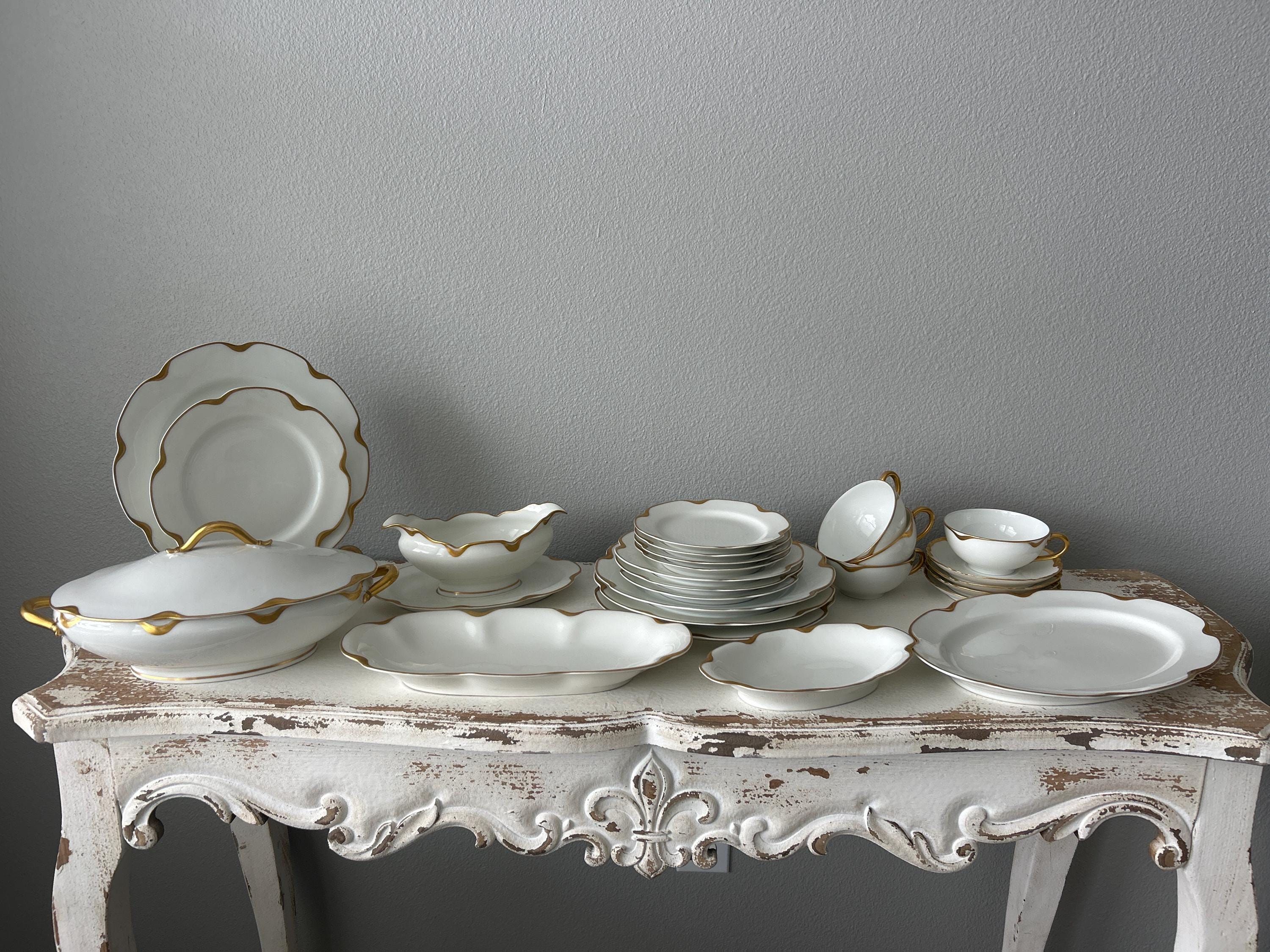 Haviland Limoges France Gold Trim Vintage China Set / Teacup