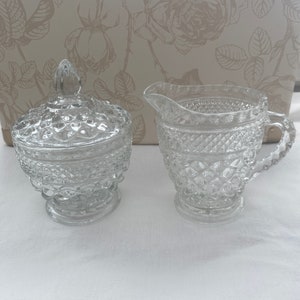 Crema di vetro vintage e set di zucchero