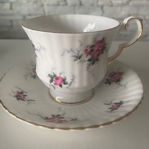 Vintage Princess House Rose Teacup and Saucer: Hammersley Fine Bone China