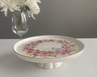 Vintage Cake Stand / Floral Print Cake Stand