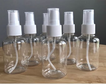 Mini botellas de spray vacías de 2 oz: plástico transparente
