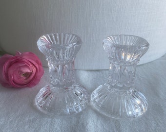 Vintage Crystal Candleholders / set of 2 Candle Holders  / Mini Candleholders for Taper Candlestick