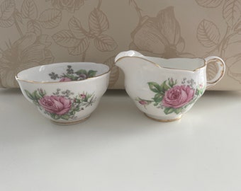 Vintage  Sugar and Creamer Set  / Rose Tea Set / Bone China / England