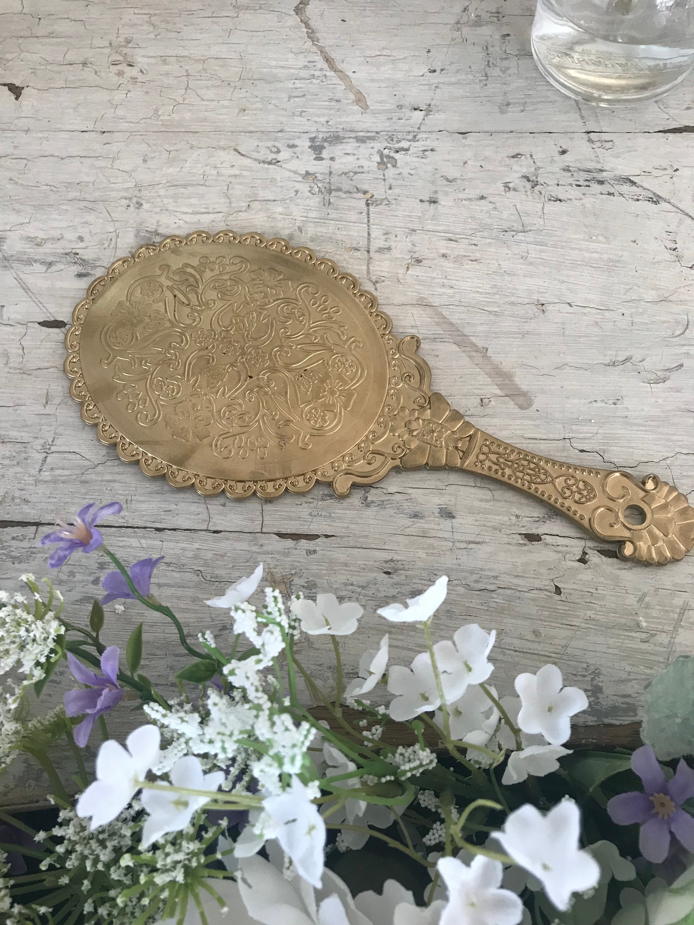 Personalized Vintage Style Hand Mirror Gold Mirror Fancy Etsy