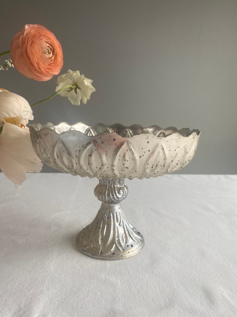 Vintage Glass Compote Vase / Wedding Decor / Wedding Etsy