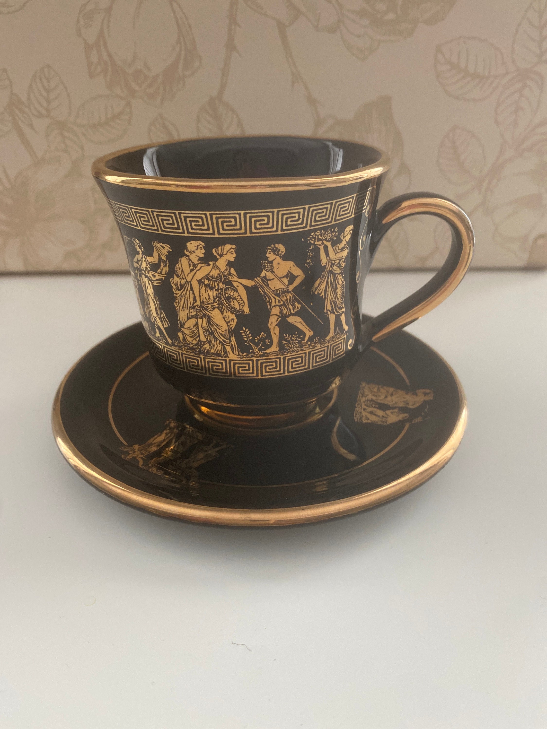 Versace Baroque Espresso Cup & Saucer, Unisex, Print, One Size