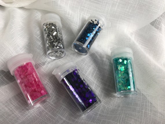 5 Mini Glitter Shakers for Slime / Chunky Glitter 