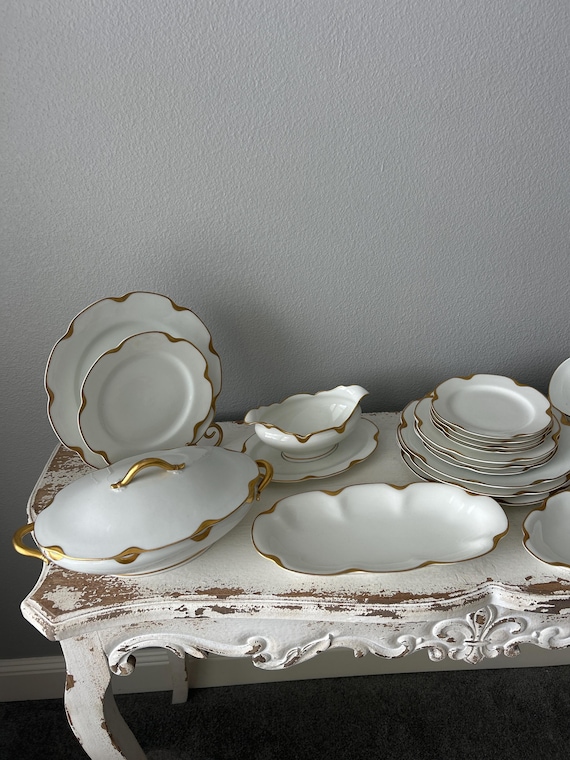 Haviland Limoges France Gold Trim Vintage China Set / Teacup