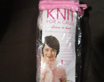 Lion Brand Learn to Knit Scarf Kit - Knit of a Cause Cancer Awareness