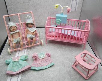 Full Silicone 6&quot; Newborn Twin Baby Dolls & Playset
