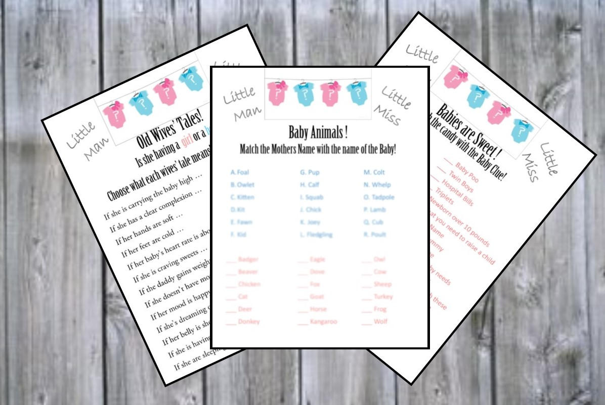 gender reveal games you print 7 activities etsy