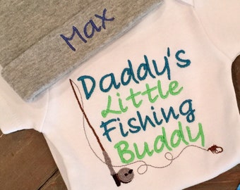 Baby Boy Clothes, Baby Boy Outfit, Daddy's Little Fishing Buddy, Embroidered Bodysuit,  Baby Shower Gift, Daddy's Buddy