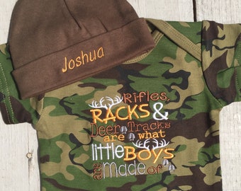 Baby Camo, Baby Boy Outfit, Baby Camouflage, Baby Camo Bodysuit, Baby Hat