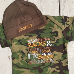 Baby Camo, Baby Boy Outfit, Baby Camouflage, Baby Camo Bodysuit, Baby Hat