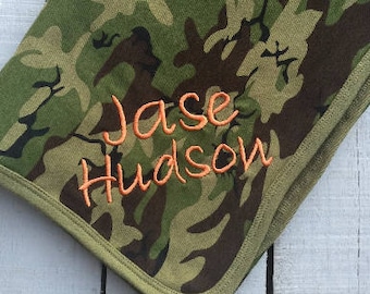 Camo Baby, Newborn Receiving Blanket,  Camo Baby Blanket, Personalized, Embroidered Baby Name, Baby Shower Gift, Embroidered Blanket