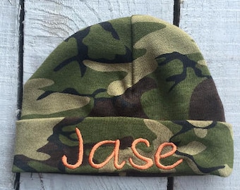 Baby Camo Clothes, Hospital Hat, Baby Camo, Personalized Hat, Skull Cap & Beanies, Baby Gift, Baby Gift, Baby Camo Hat, Baby Boy Camo