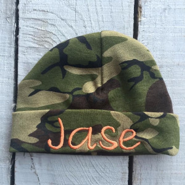 Baby Camo Clothes, Hospital Hat, Baby Camo, Personalized Hat, Skull Cap & Beanies, Baby Gift, Baby Gift, Baby Camo Hat, Baby Boy Camo