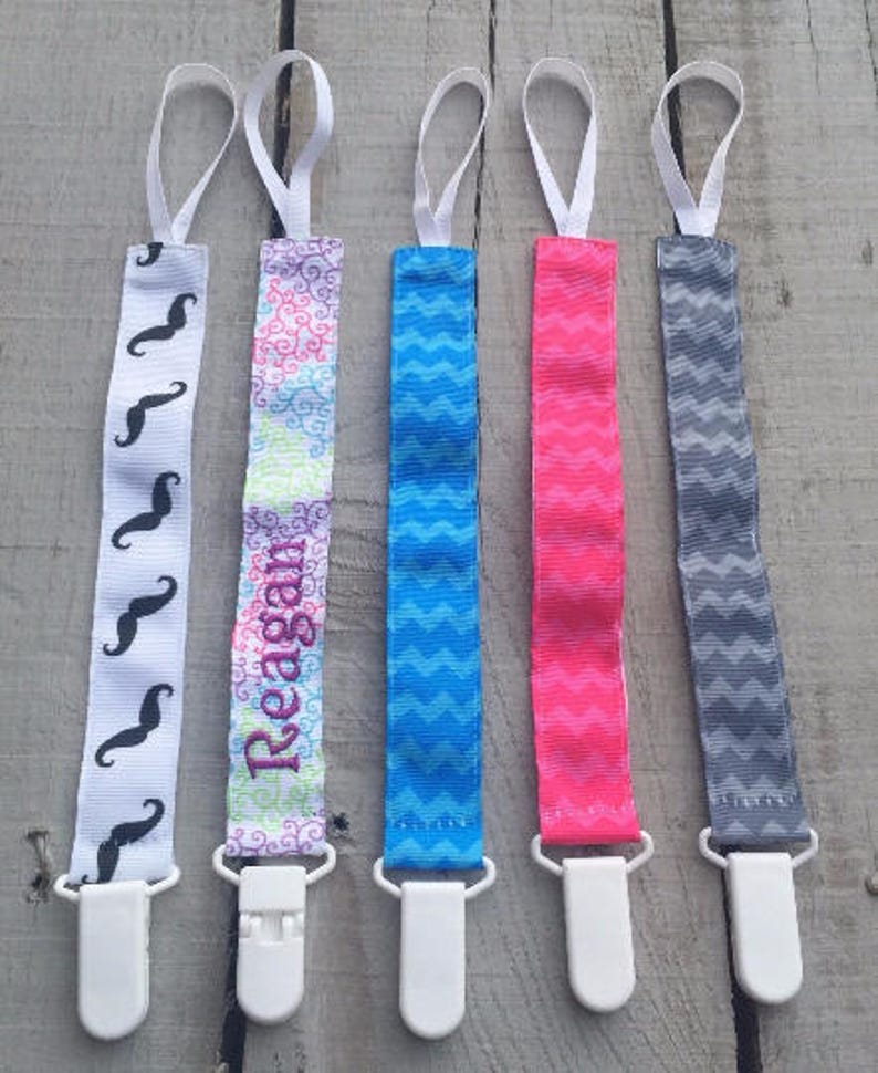 Paci Clip Embroidered Pacifier Clip Monogrammed Pacifier Etsy