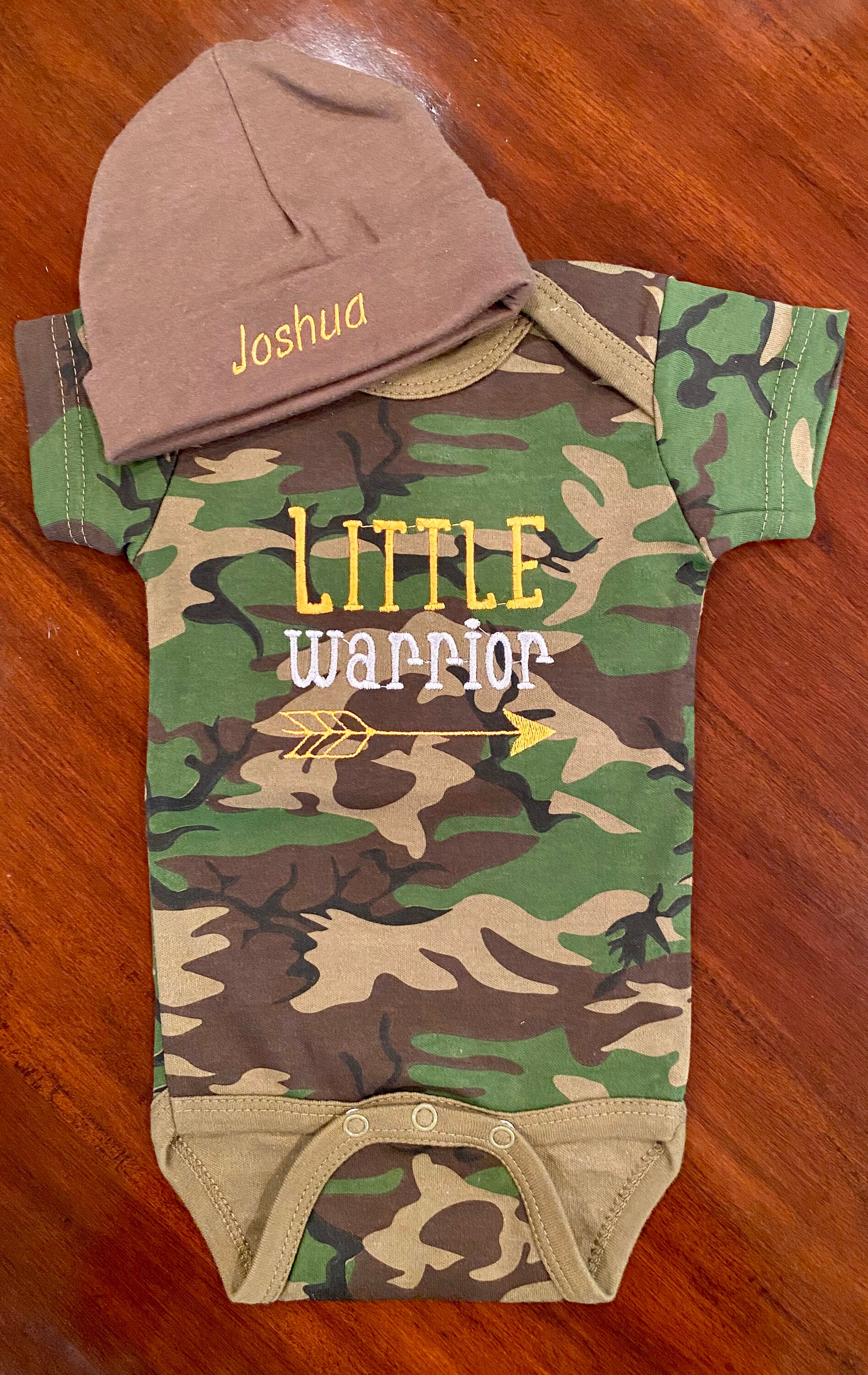 Camo Baby Outfit Little Warrior Camo Bodysuit and Baby Hat Etsy