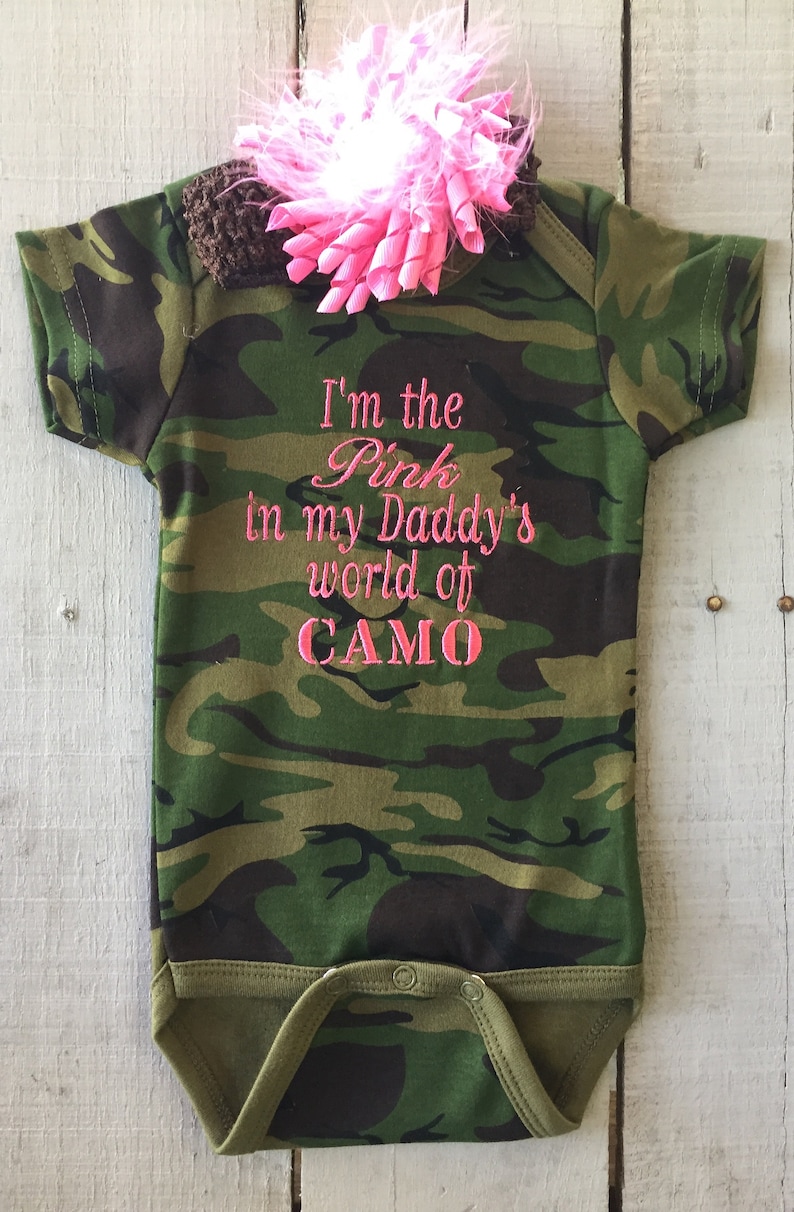 Camo Baby Baby Girl Outfit Embroidered Camouflage Bodysuit Etsy