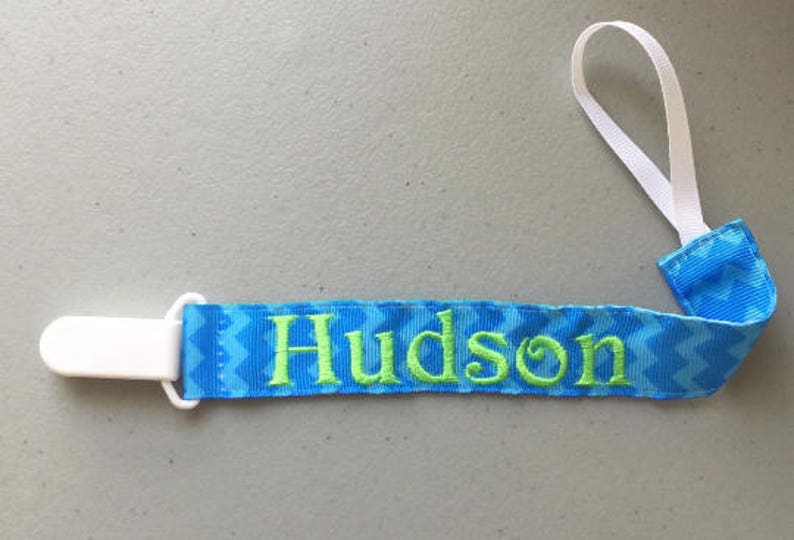 Paci Clip Embroidered Pacifier Clip Monogrammed Pacifier Etsy