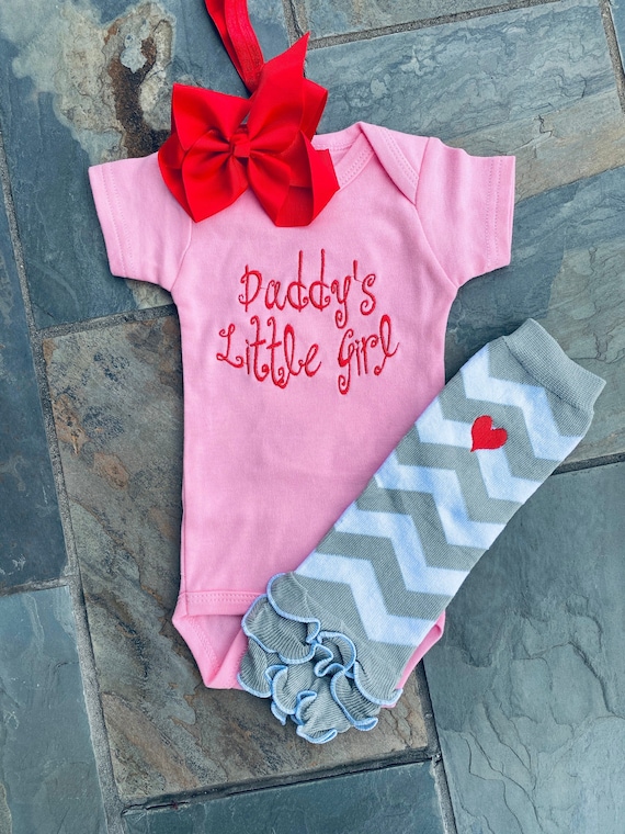 Daddy's Little Girl Embroidered Bodysuit: Baby Girl Outfit