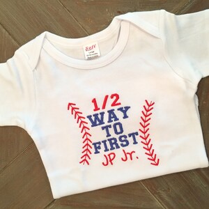 Baby Boy Clothes, Half Birthday Outfit, Personalized Crown, Embroidered Bodysuit image 4