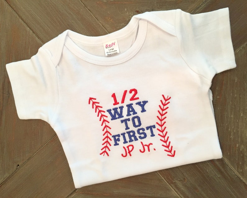 Baby Boy Clothes, Half Birthday Outfit, Personalized Crown, Embroidered Bodysuit image 4