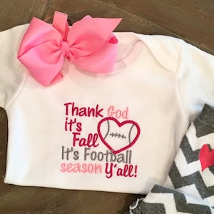 Baby Girl Football Outfit, Embrodiered Bodysuit, Baby Shower Gift, Baby Girl Clothing