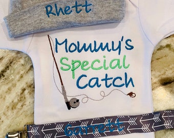 Baby Boy Clothes, Fishing Baby Clothes, Baby Boy Outfit, Mommy's Special Catch, Embroidered Bodysuit, Baby Gift, Mommy's Baby Boy