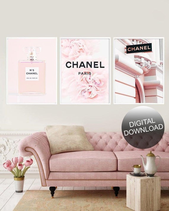 Chanel Wall Art Set Chanel Print Set Of 3 Chanel Prints Etsy