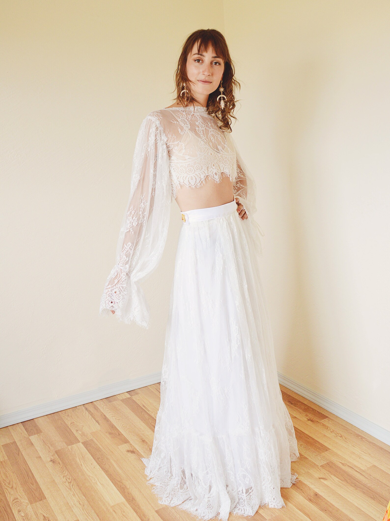 Lace wedding separates crop bridal top ruffled bridal skirt Etsy