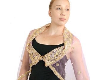 Lilac Cape, Tulle Capelet, Bridal Shrug, Formal Wrap, Lavender Wedding, Handmade Shawl, Beaded Shawl