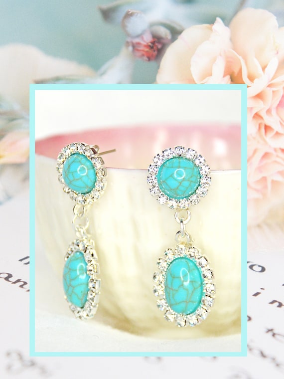 Turquoise cheap rhinestone earrings