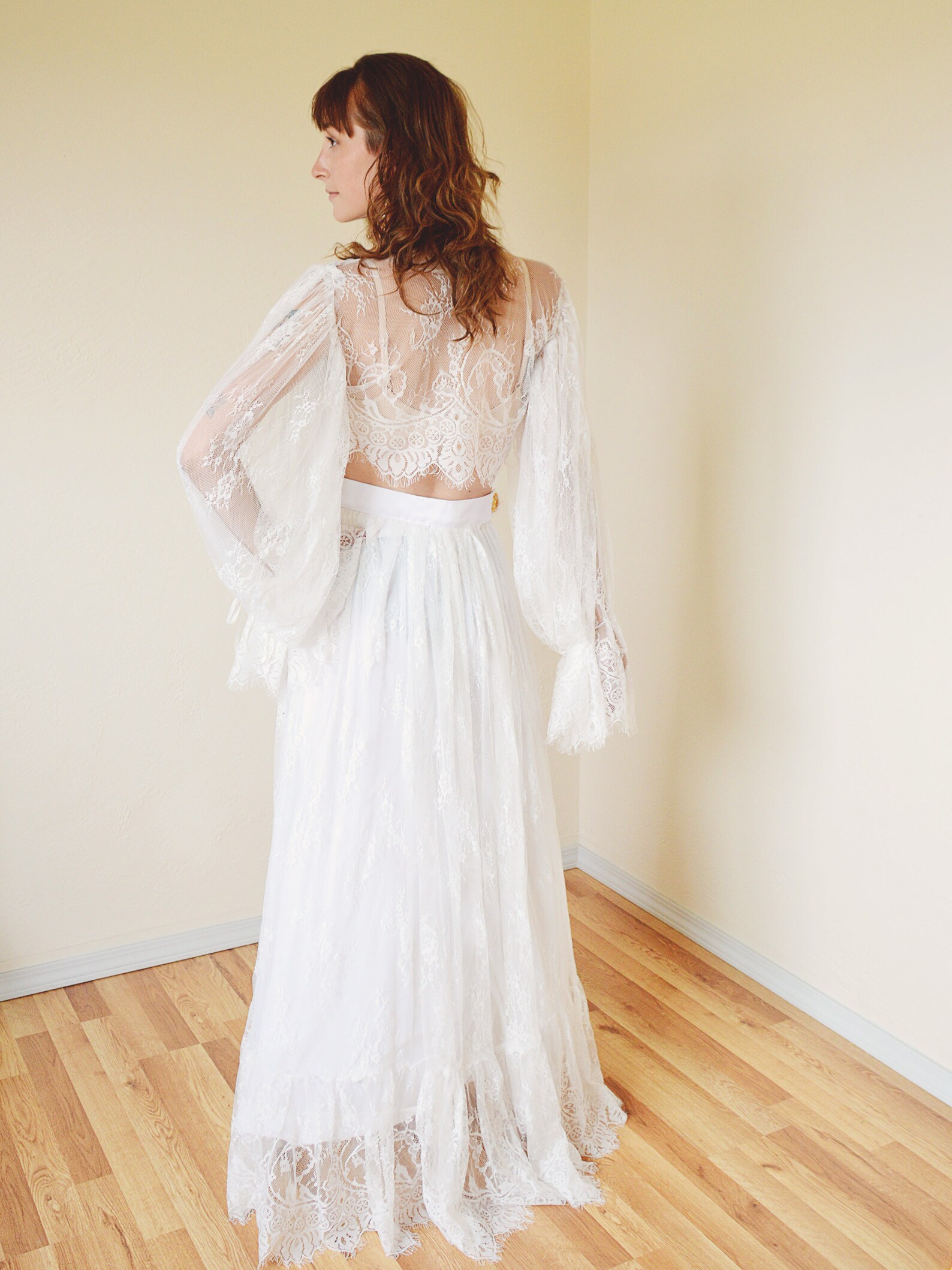 Lace Wedding Separates Crop Bridal Top Ruffled Bridal Skirt Etsy