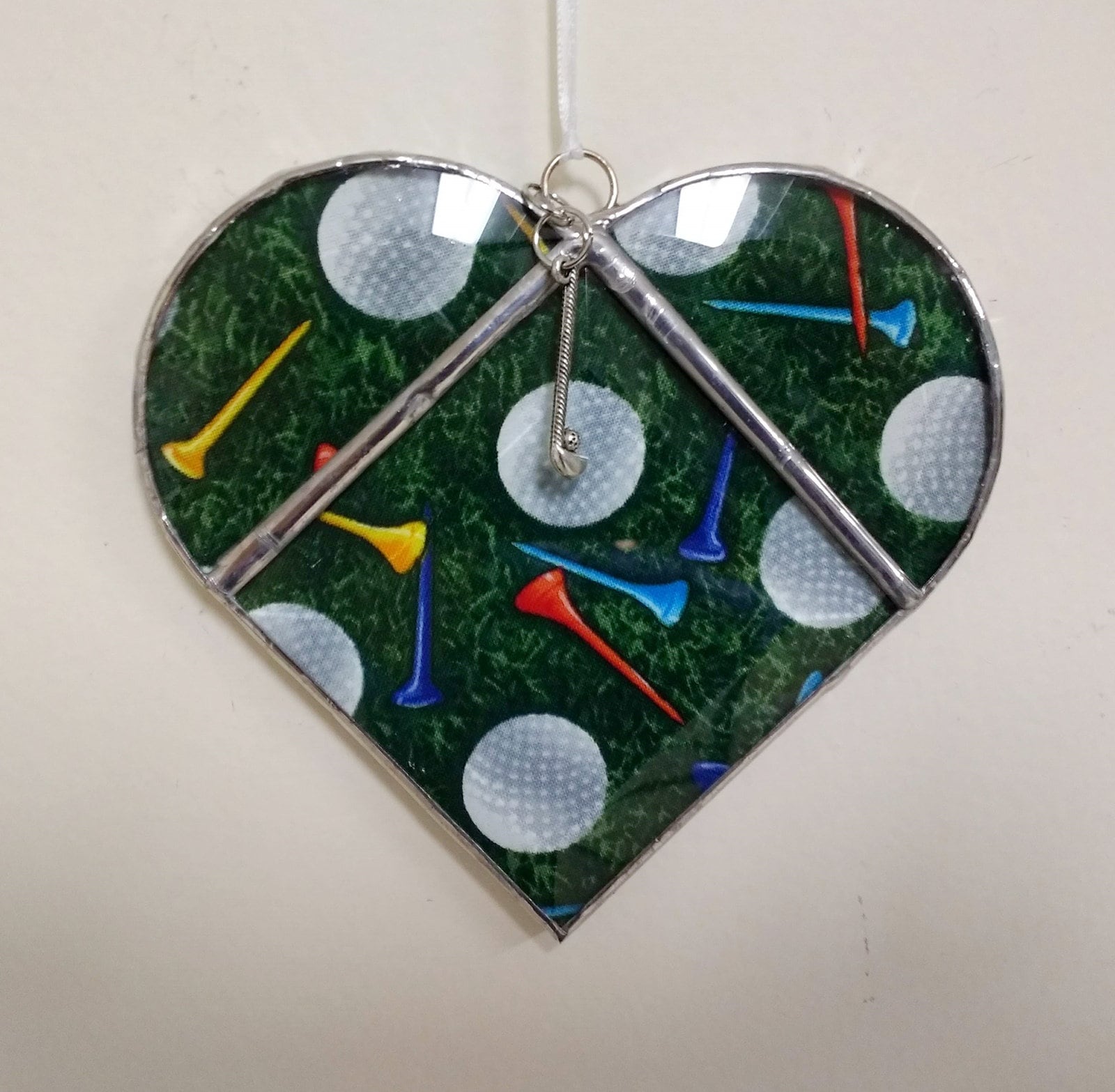 Stained Glass Heart Suncatcher Golf Suncatcher Sports Etsy